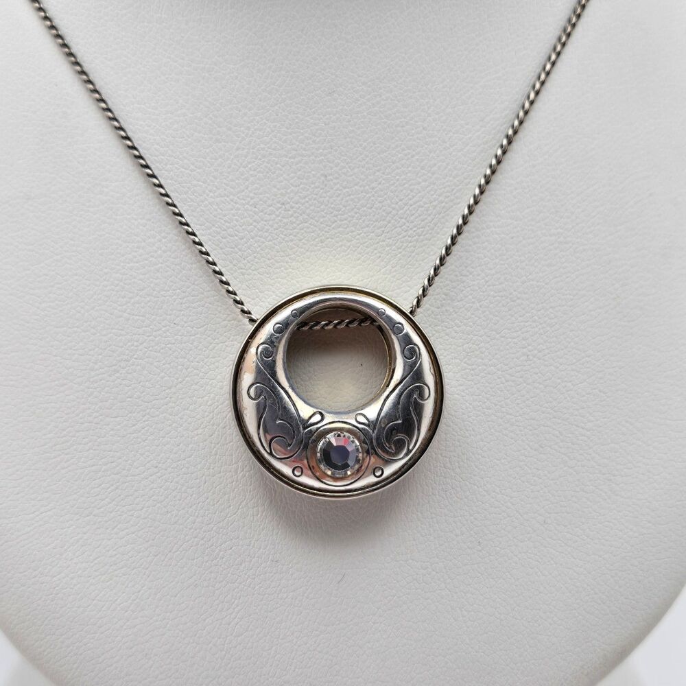 Brighton | Aries Necklace Silver Tone Circle Pendant Clear Crystal
